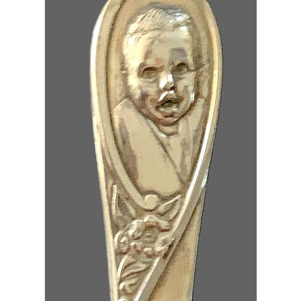 MCM Era Gerber Baby Silver Plate 5.5" Long Handle Infant Baby Spoon Vintage
